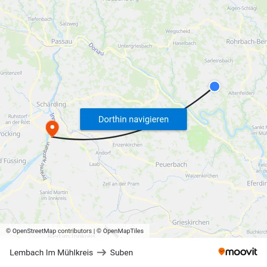 Lembach Im Mühlkreis to Suben map