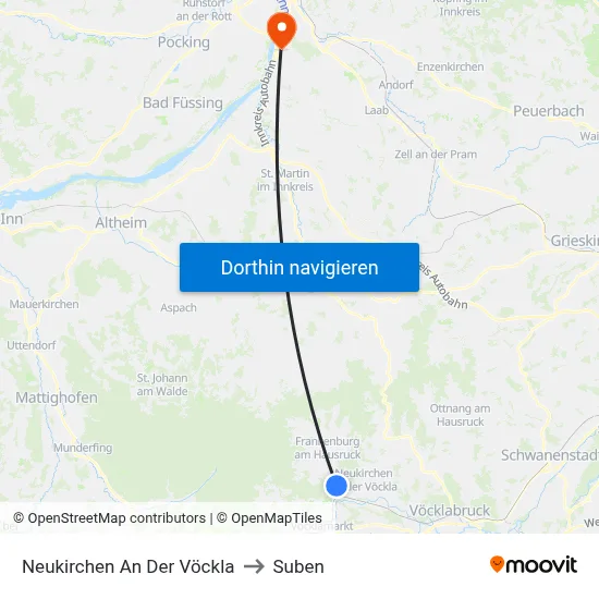 Neukirchen An Der Vöckla to Suben map