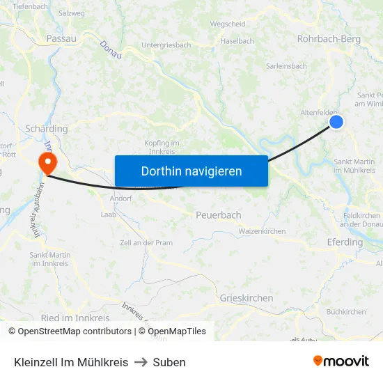 Kleinzell Im Mühlkreis to Suben map