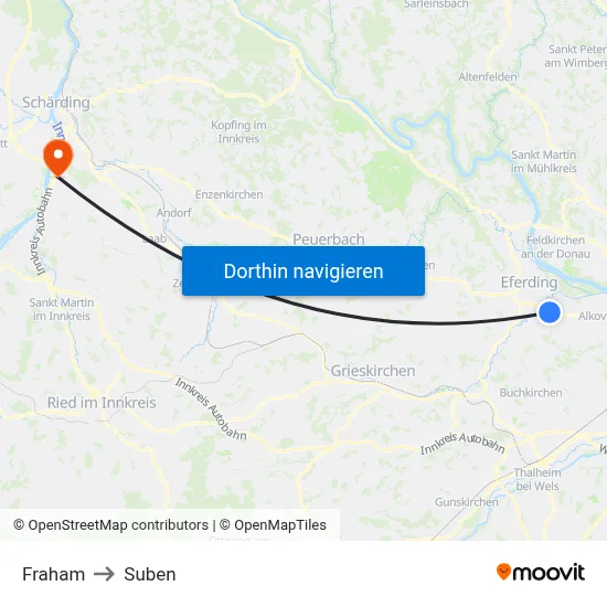 Fraham to Suben map