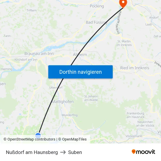 Nußdorf am Haunsberg to Suben map