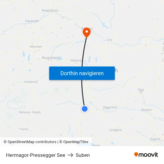 Hermagor-Pressegger See to Suben map