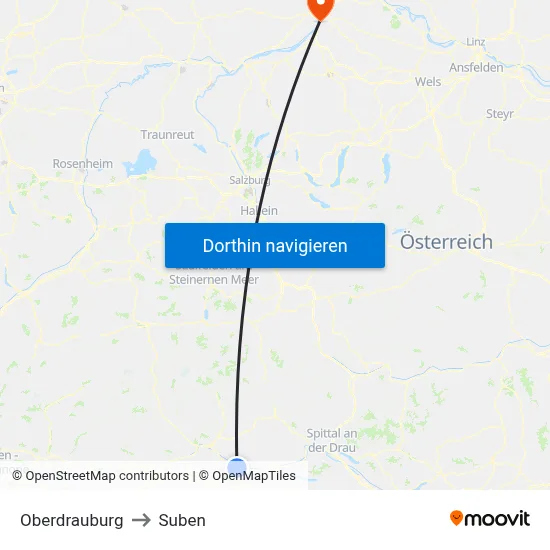 Oberdrauburg to Suben map