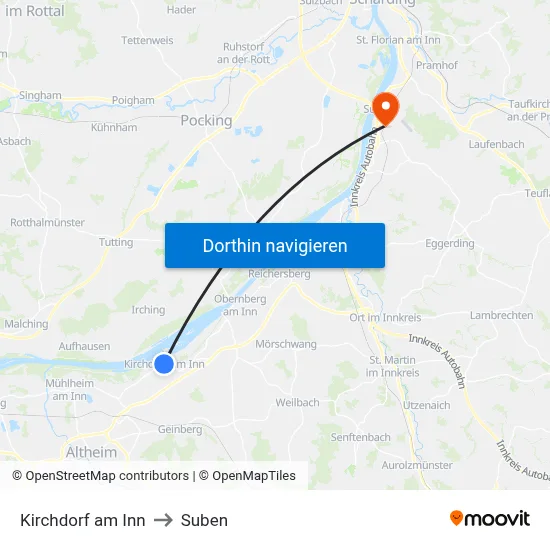 Kirchdorf am Inn to Suben map