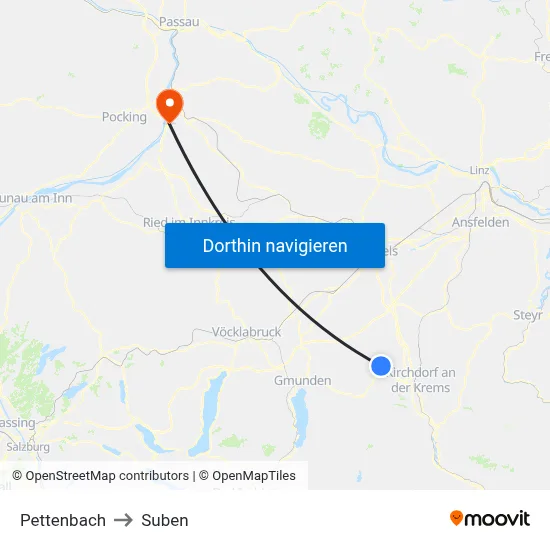 Pettenbach to Suben map