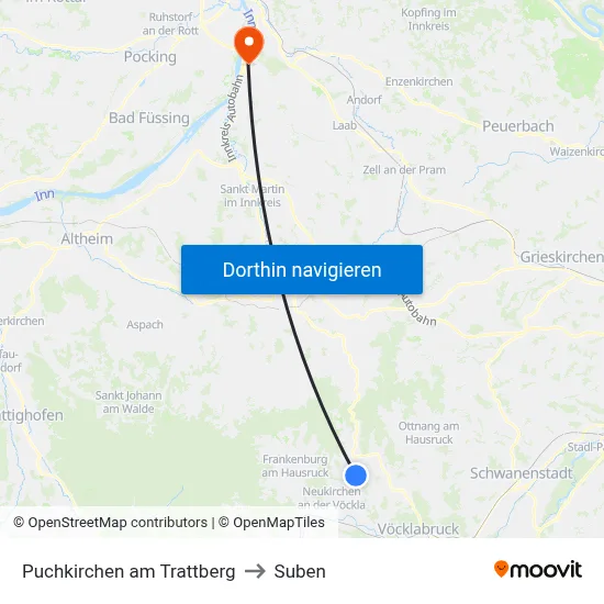Puchkirchen am Trattberg to Suben map