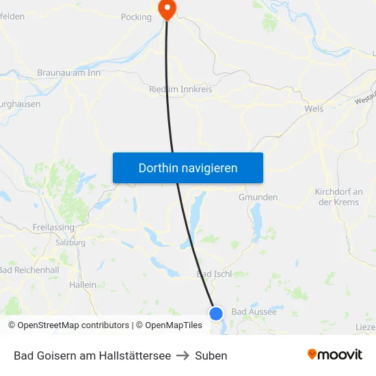 Bad Goisern am Hallstättersee to Suben map