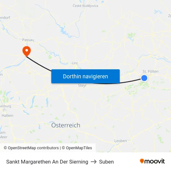 Sankt Margarethen An Der Sierning to Suben map