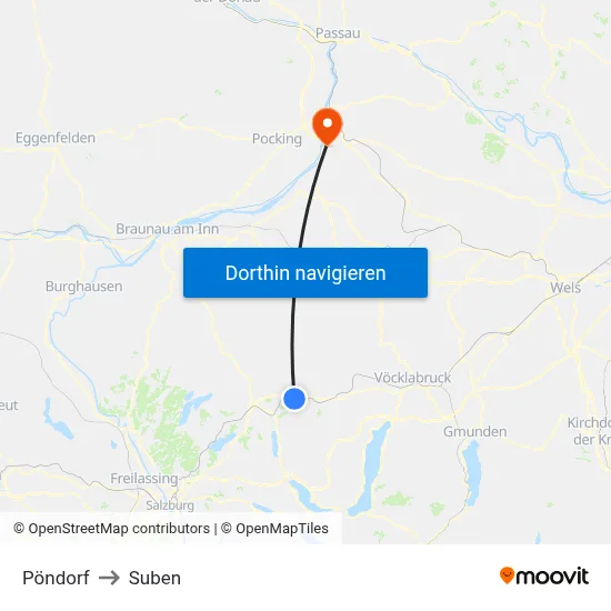 Pöndorf to Suben map