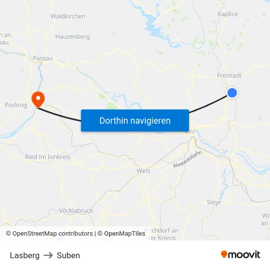 Lasberg to Suben map