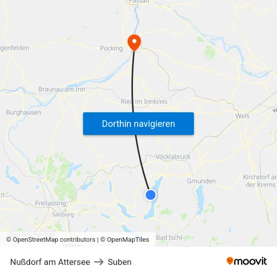 Nußdorf am Attersee to Suben map