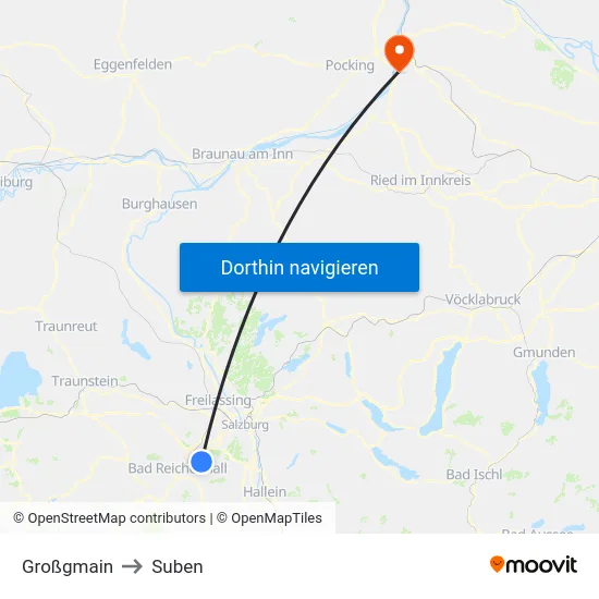 Großgmain to Suben map