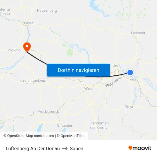 Luftenberg An Der Donau to Suben map