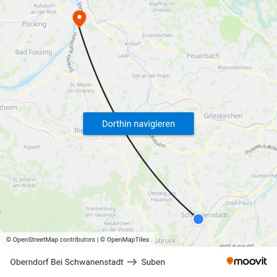 Oberndorf Bei Schwanenstadt to Suben map
