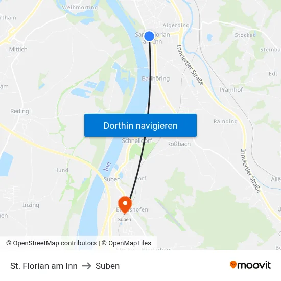 St. Florian am Inn to Suben map