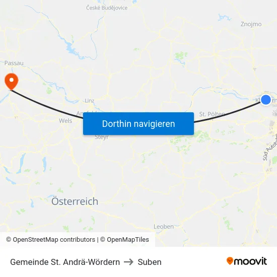 Gemeinde St. Andrä-Wördern to Suben map