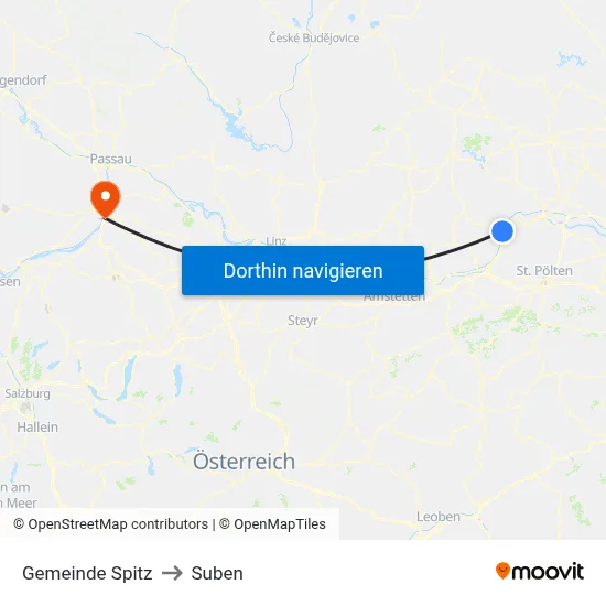 Gemeinde Spitz to Suben map