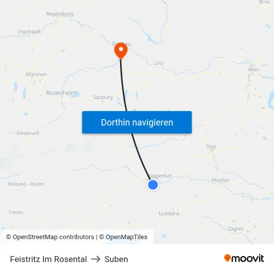 Feistritz Im Rosental to Suben map