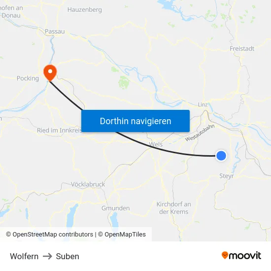 Wolfern to Suben map