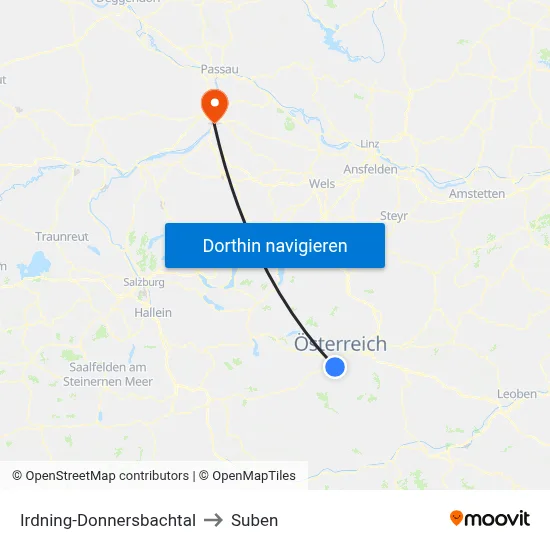Irdning-Donnersbachtal to Suben map
