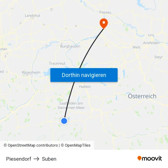 Piesendorf to Suben map