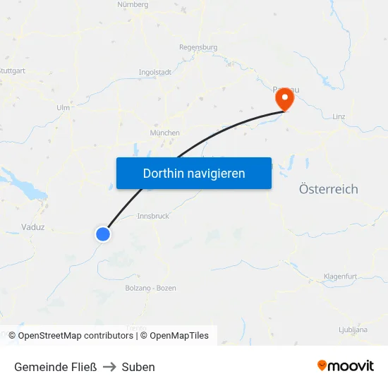 Gemeinde Fließ to Suben map