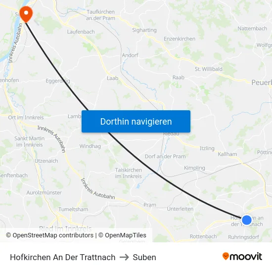 Hofkirchen An Der Trattnach to Suben map