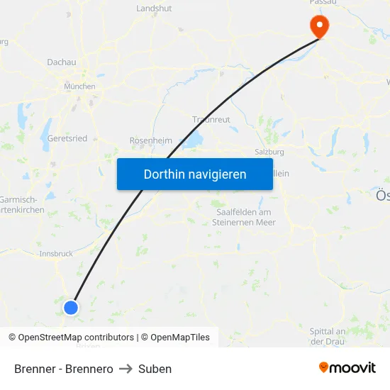 Brenner - Brennero to Suben map