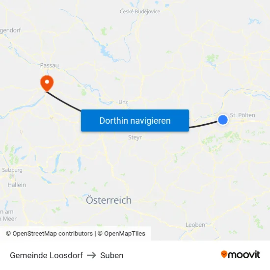 Gemeinde Loosdorf to Suben map