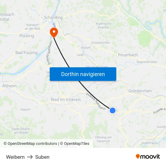 Weibern to Suben map