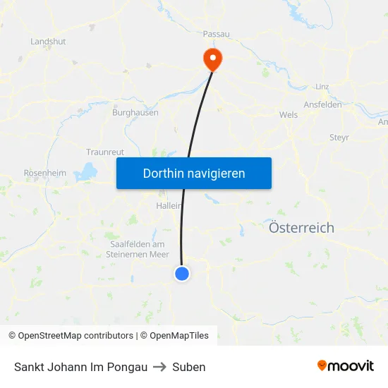 Sankt Johann Im Pongau to Suben map