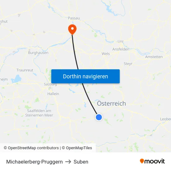 Michaelerberg-Pruggern to Suben map