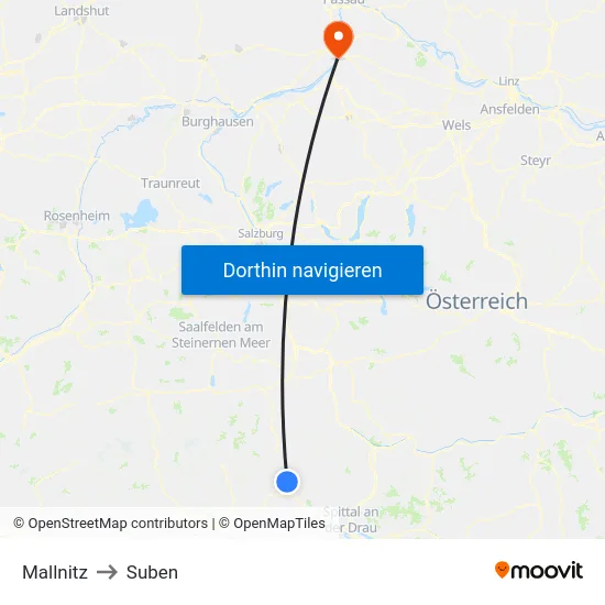 Mallnitz to Suben map