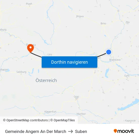 Gemeinde Angern An Der March to Suben map