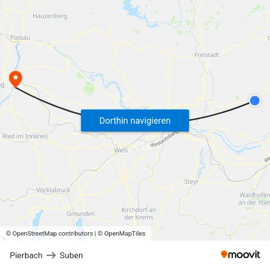 Pierbach to Suben map