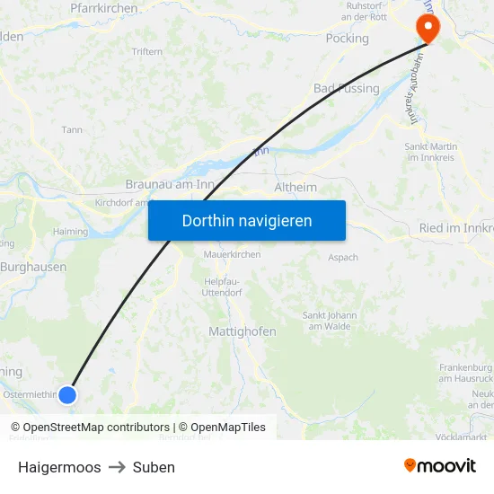 Haigermoos to Suben map