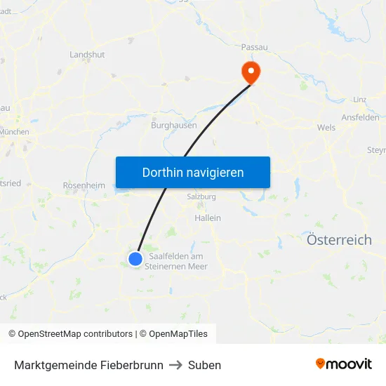 Marktgemeinde Fieberbrunn to Suben map