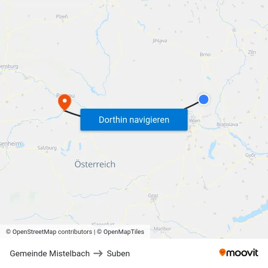 Gemeinde Mistelbach to Suben map