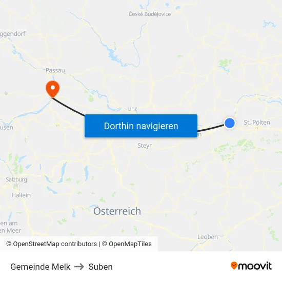 Gemeinde Melk to Suben map