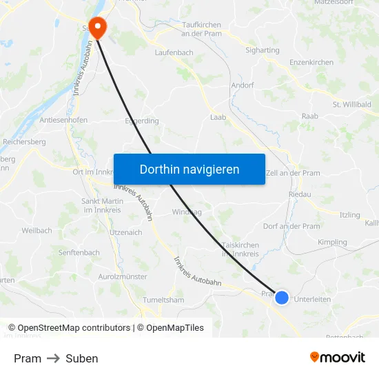 Pram to Suben map