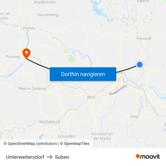 Unterweitersdorf to Suben map