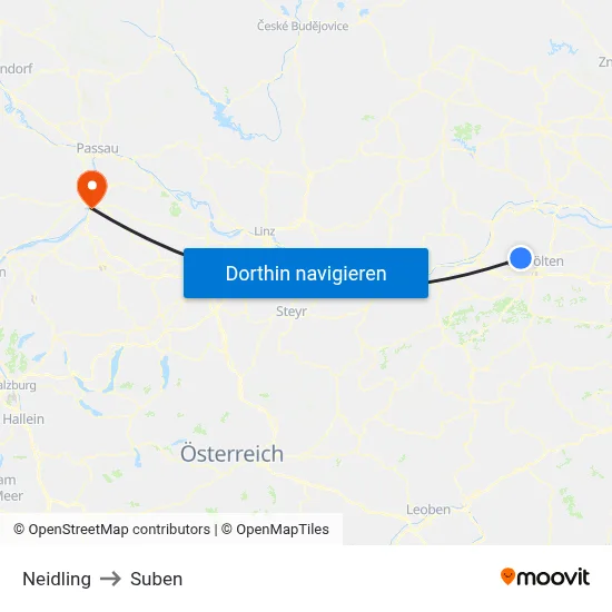 Neidling to Suben map