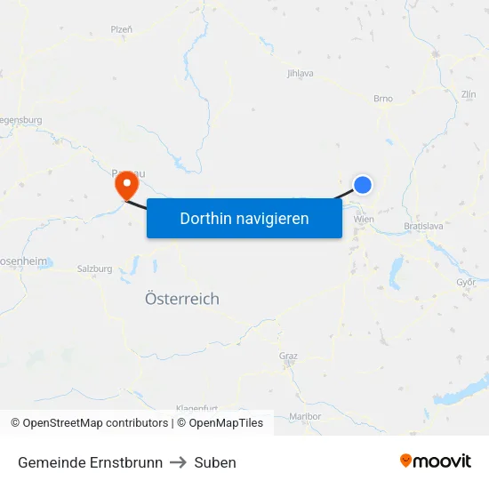 Gemeinde Ernstbrunn to Suben map