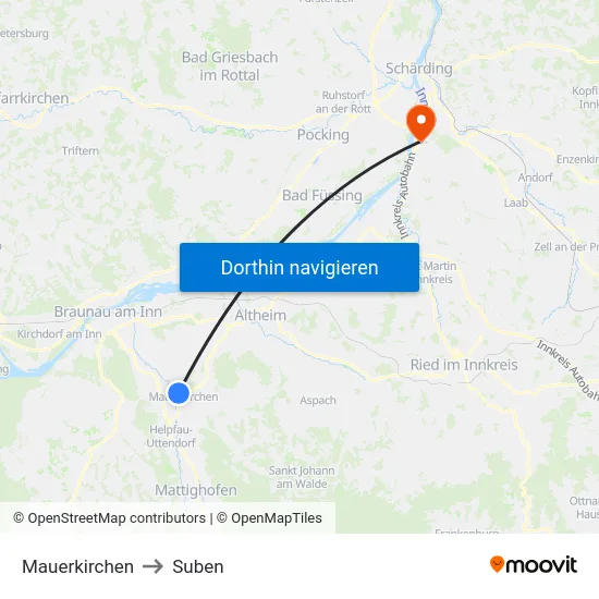 Mauerkirchen to Suben map