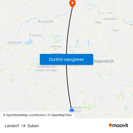 Lendorf to Suben map