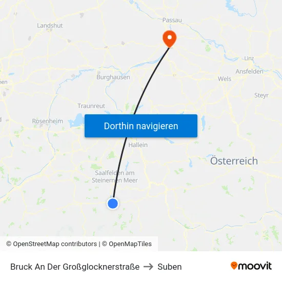 Bruck An Der Großglocknerstraße to Suben map