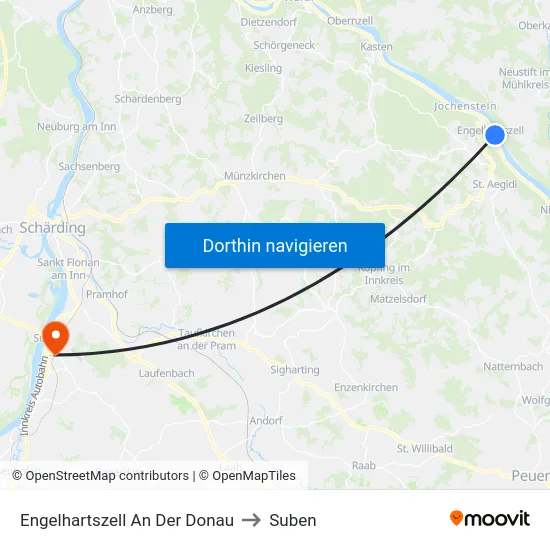 Engelhartszell An Der Donau to Suben map