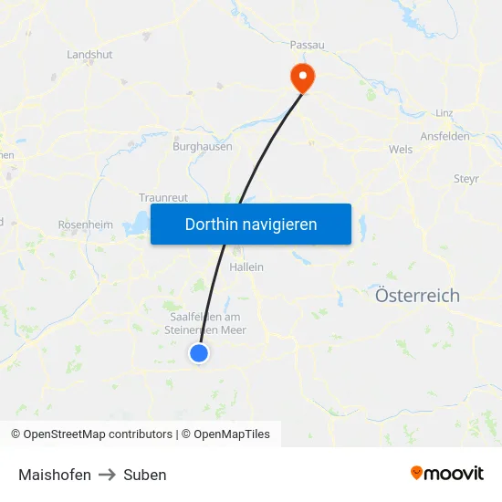 Maishofen to Suben map