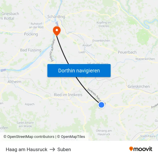 Haag am Hausruck to Suben map