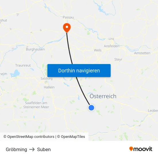 Gröbming to Suben map